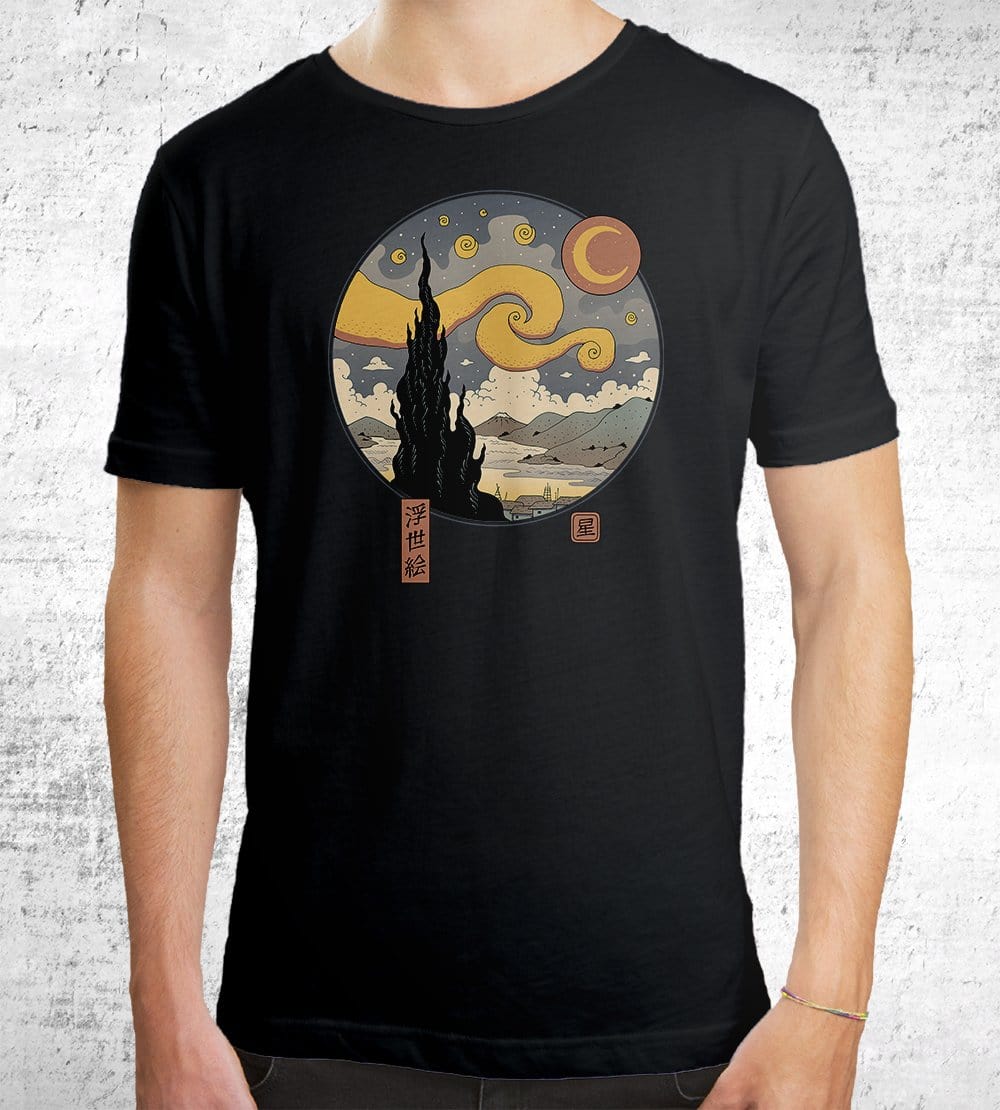 Starry Ukiyo-e Night T-Shirts by Vincent Trinidad - Pixel Empire