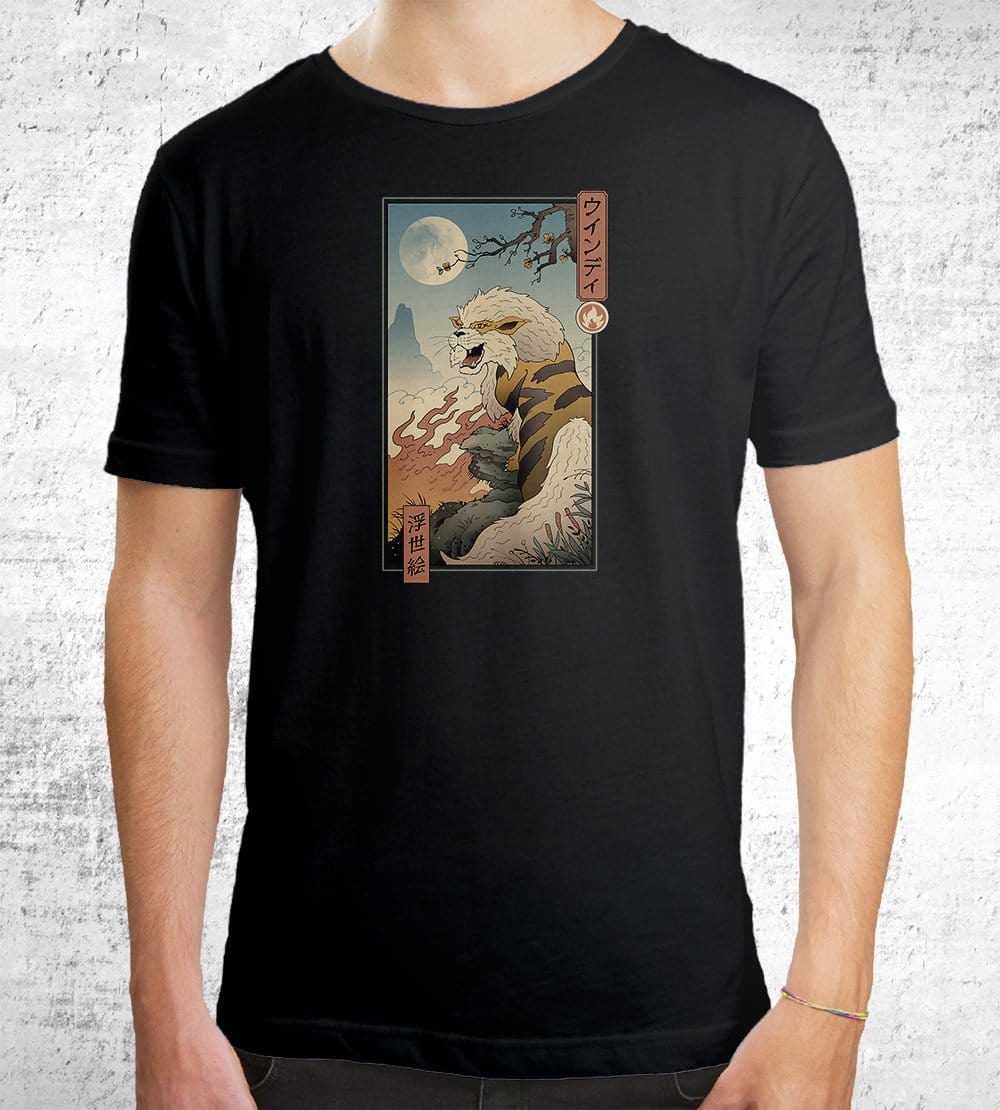 Fire Canine Ukiyo-e T-Shirts by Vincent Trinidad - Pixel Empire