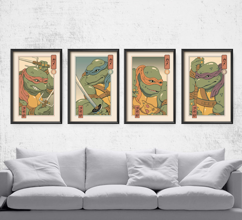Ukiyo-e Ninja Turtle Set Posters by Vincent Trinidad - Pixel Empire