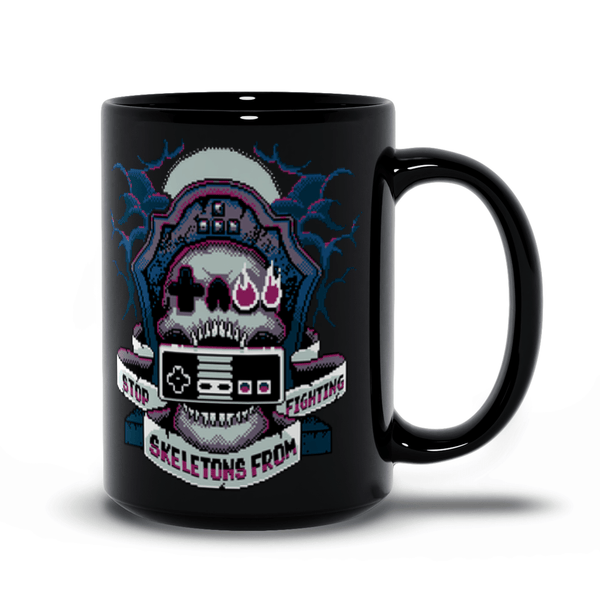 8-Bit SSFF Mugs by Stop Skeletons From Fighting - Pixel Empire