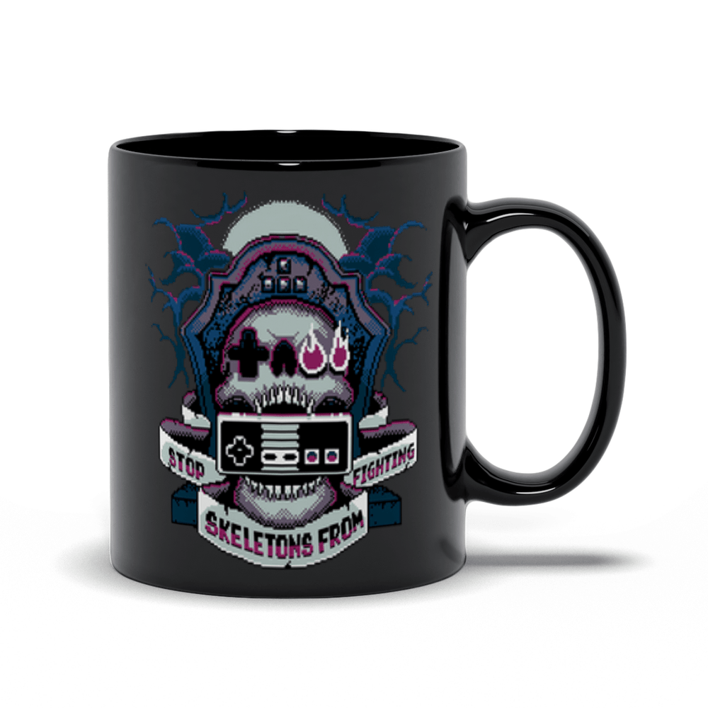 8-Bit SSFF Mugs by Stop Skeletons From Fighting - Pixel Empire