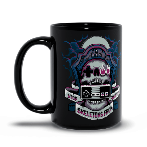 8-Bit SSFF Mugs by Stop Skeletons From Fighting - Pixel Empire